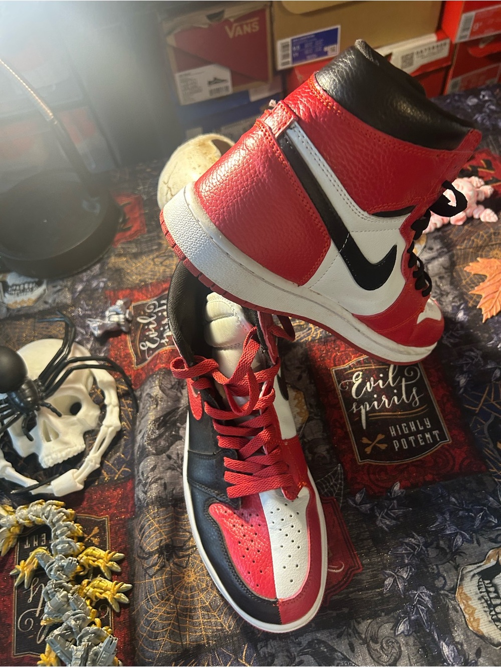 Nike Red White Black High-Top Basketball Sneakers